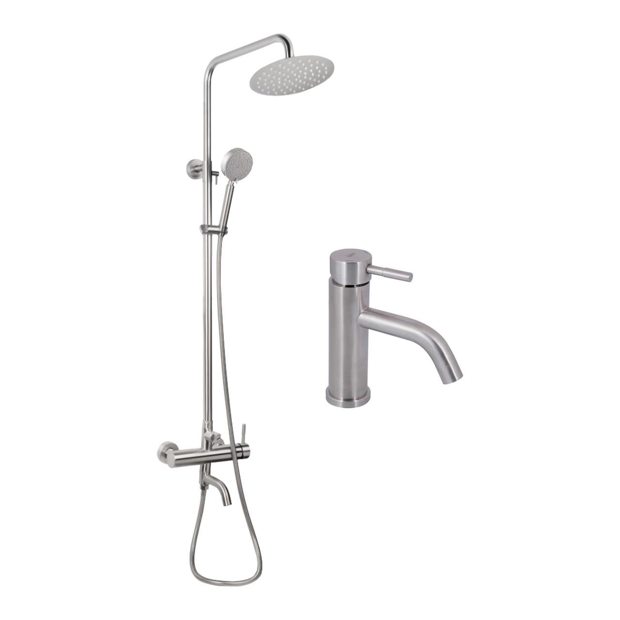 Набор Lidz Aria 0011F смеситель для раковины k35 Nickel/душевая система Lidz Aria 1031 на 3 потребителя с изливом (2830792653)