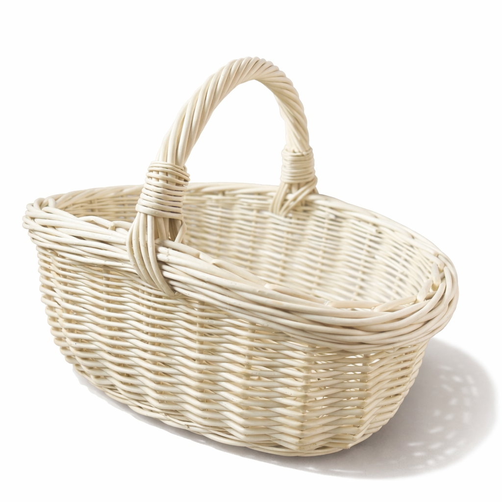 Корзина на Пасху из цельной отбеленной лозы (10002)