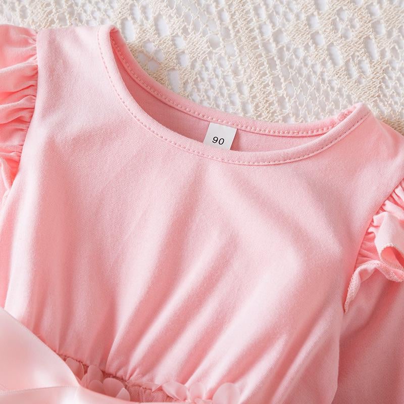 Сукня святкова на дівчинку KatyKids Квітка з довгим рукавом та фатиновою спідницею 110 см Рожевий (11035250601) - фото 3