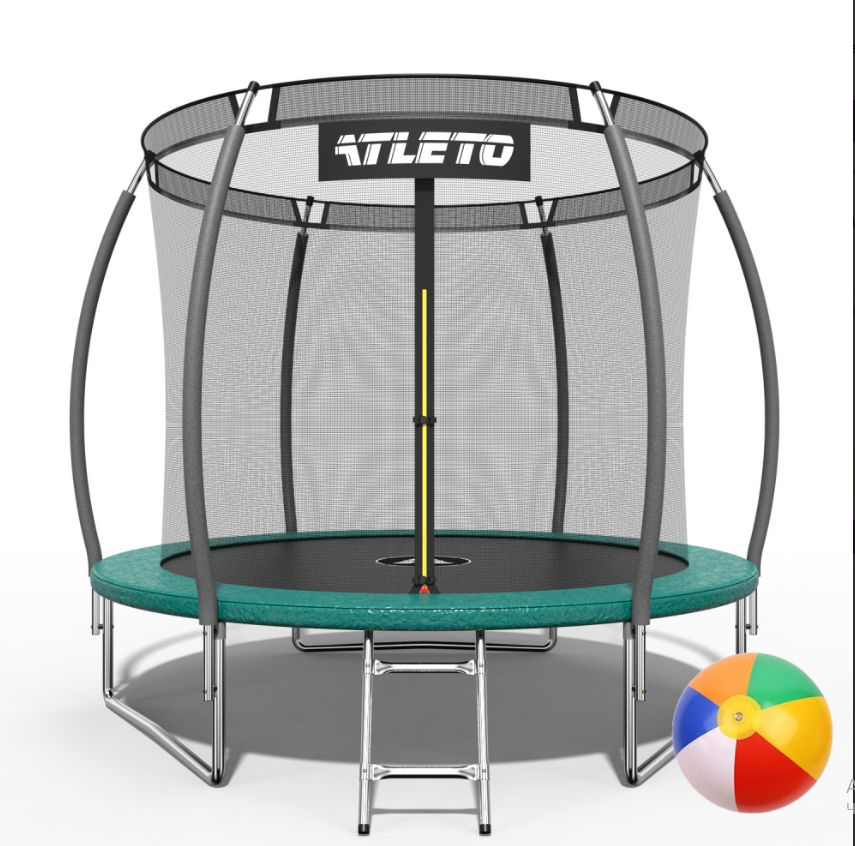 Батут детский Atleto с внутренней сеткой и стремянкой с мячиком 252 см Зеленый (25542382)