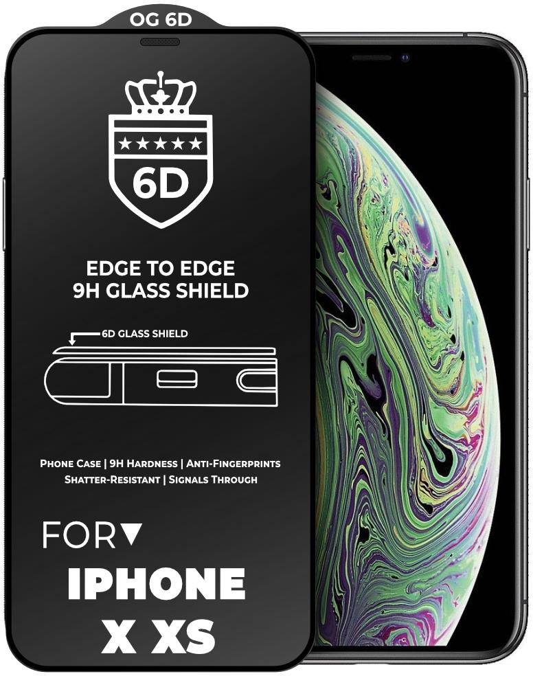 Защитное стекло 6D OG Crown iPhone X/XS Black (18979)