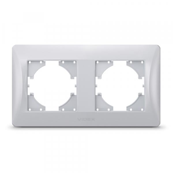 Рамка Videx на 2 місця горизонтальна срібний шовк