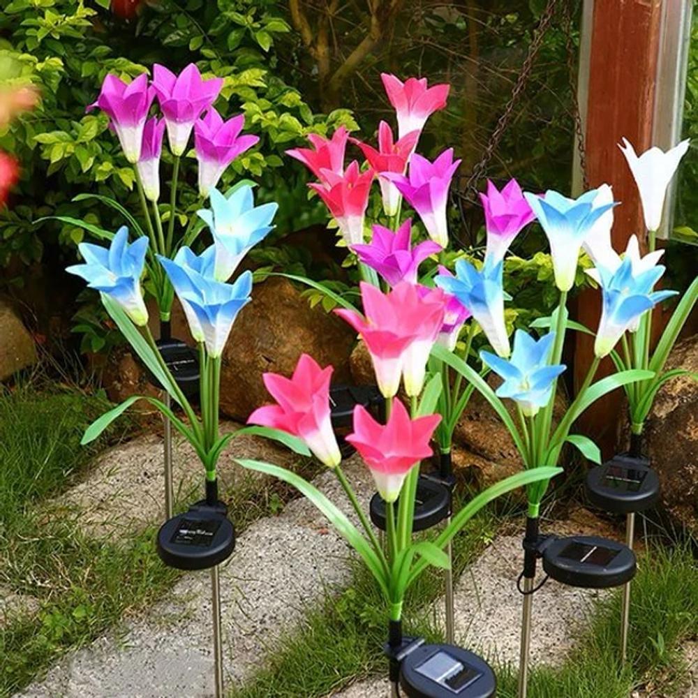 Садовий ліхтар на сонячній батареї Лілія 74 см Синій - фото 4