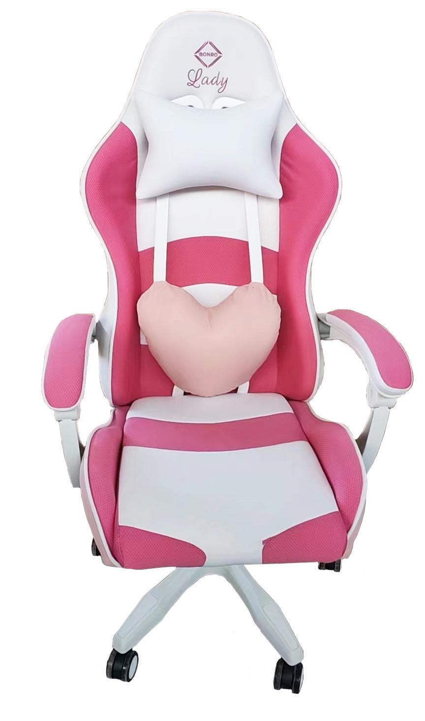 Крісло офісне комп'ютерне Bonro Lady 807 Рожево-білий (21589805) - фото 7