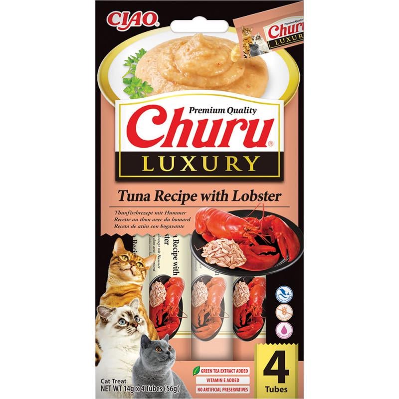 Лакомство для кошек INABA CIAO Churu LUXURY Сливочный мусс Рецепт тунца с лобстером 4 шт. (3189952111)