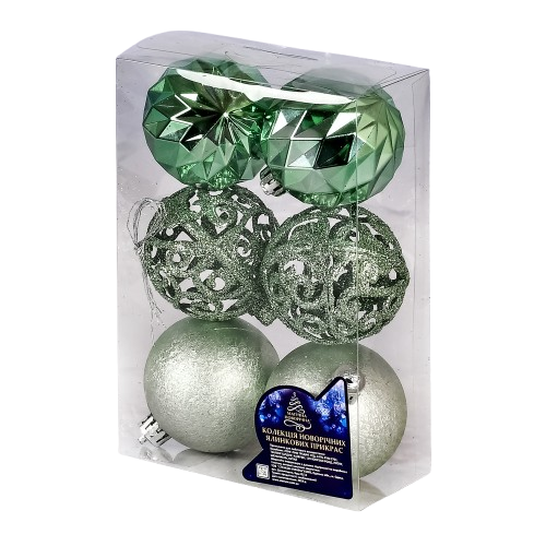 Елочные новогодние шарики 9684 пластиковые 6 см 6 шт (607978)