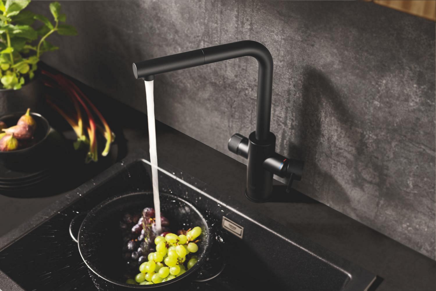 Змішувач для кухні з трьома входами високий Grohe BLUE PURE MINTA латунь Чорний (b-30590KF0) - фото 10 Змішувач для кухні з трьома входами високий Grohe BLUE PURE MINTA латунь Чорний (b-30590KF0) - фото 10