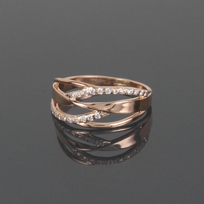 Кольцо из красного золота с фианитами 16.5 Кольцо из красного золота с фианитами 16.5