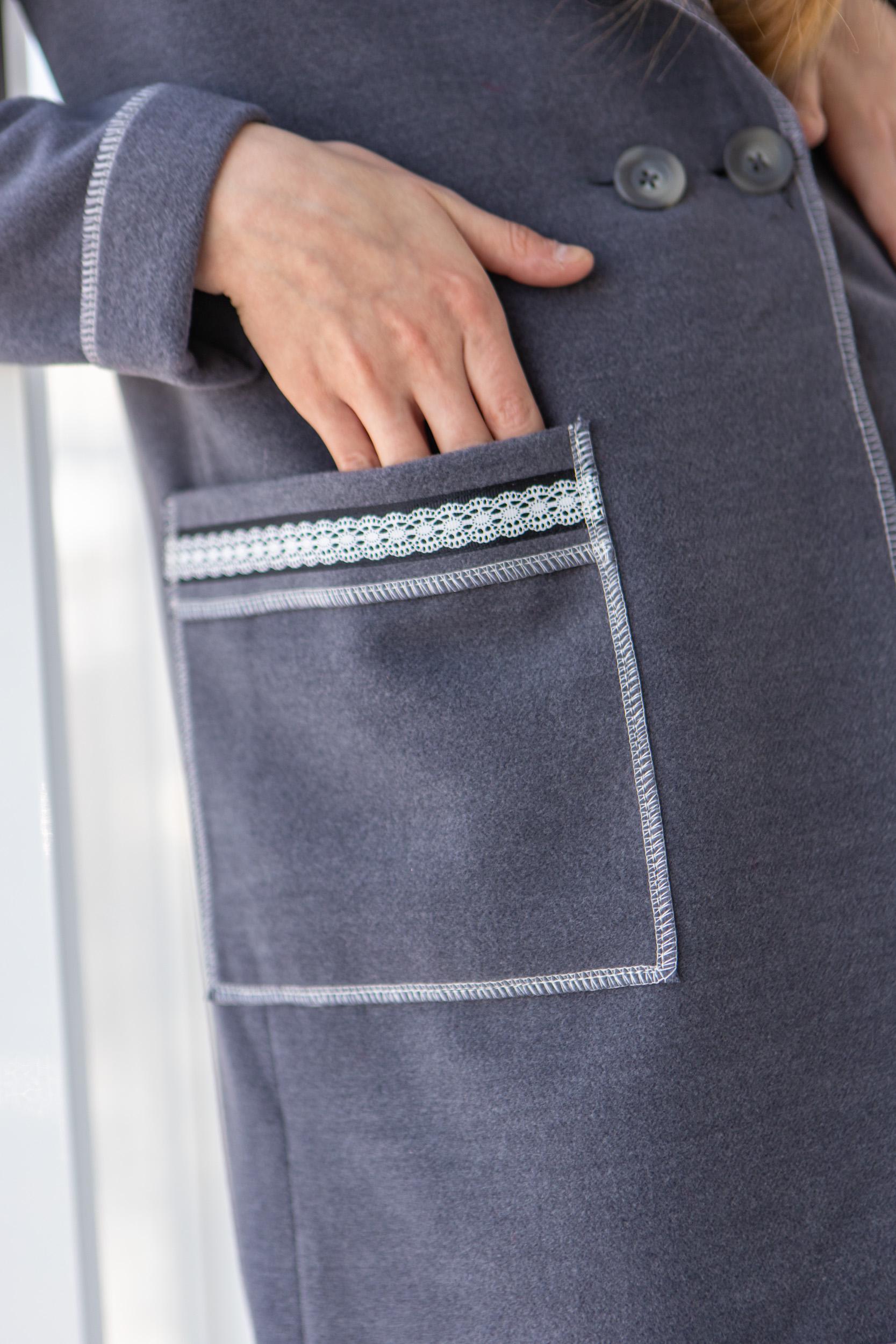 Полупальто демисезонное Diва на девушку подростка с капюшоном и накладными карманами 146 см Серый (705) - фото 4 Полупальто демисезонное Diва на девушку подростка с капюшоном и накладными карманами 146 см Серый (705) - фото 4