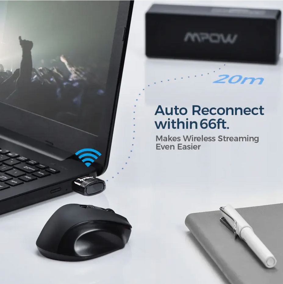 Адаптер для ПК USB Bluetooth 5,0 Mpow (BH456A) - фото 4 Адаптер для ПК USB Bluetooth 5,0 Mpow (BH456A) - фото 4