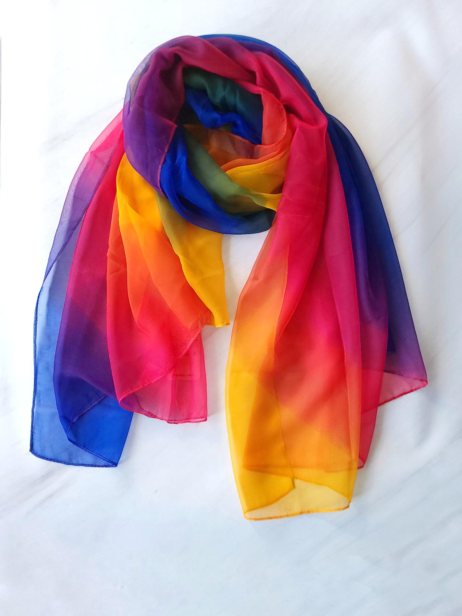 Шарф-палантин женский весна-лето-осень градиент 180х118 см Разноцветный (14146)