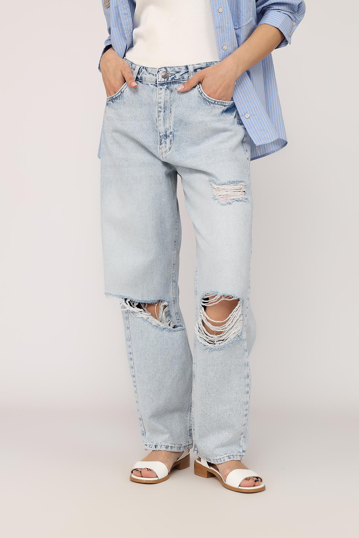 Джинсы женские Mom ЦБ-00271917 р. 44 Голубой (SKT001049869)