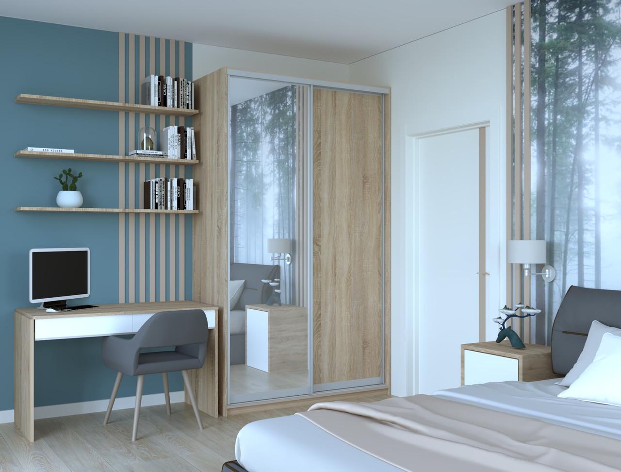 Шкаф-купе двухдверный Doros Сити 24 140х60х240 см Дуб Сонома/1 Зеркало (DRS-011048)