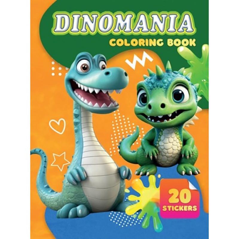 Дитяча розмальовка Dinomania А06012503 20 наліпок А4 (RLT51953)