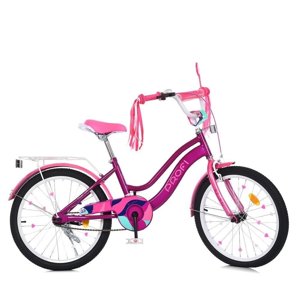Велосипед для дівчинки PROF1 Wave 20" з багажником Фіолетовий