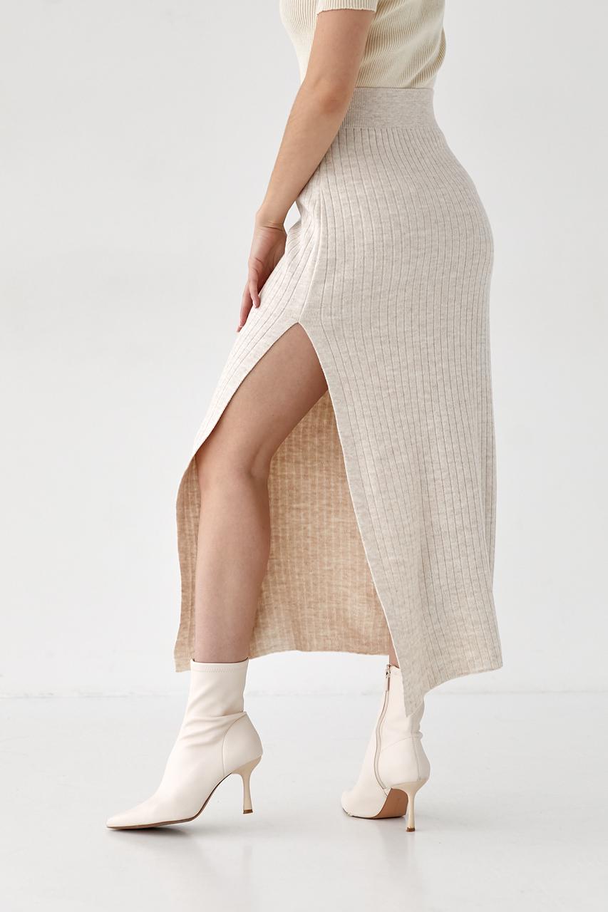Юбка миди в рубчик M Бежевый (0199) - фото 3 Юбка миди в рубчик M Бежевый (0199) - фото 3