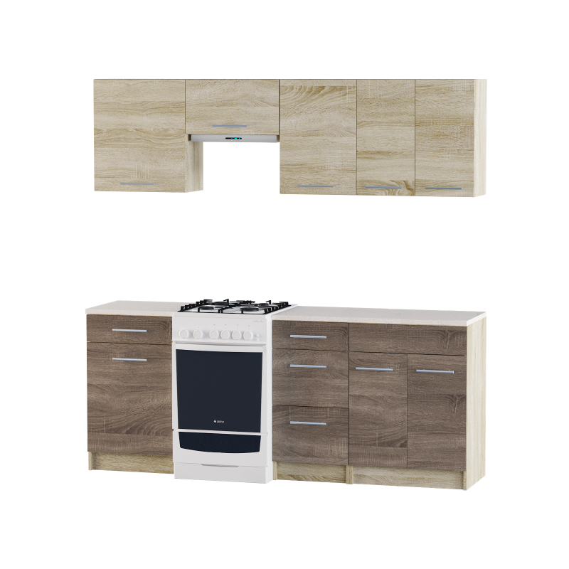 Комплект кухні Еверест ЕКО-2000 зі стільницею 2 м Сонома/Трюфель (ЕК-27115.01)