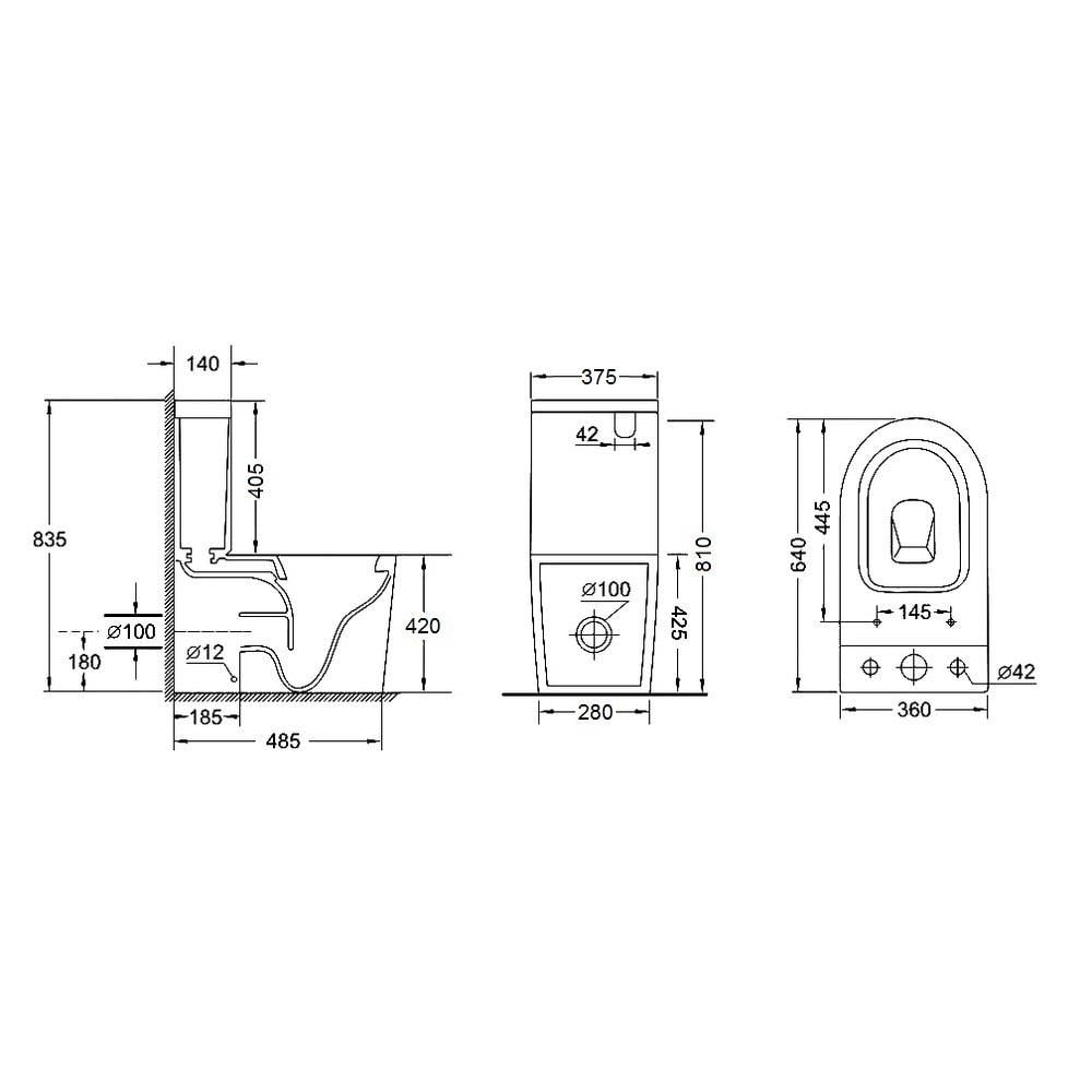 Унитаз напольный с бачком Qtap Stork Rimless с сиденьем Slim Duroplast 640х360х835 мм - фото 5