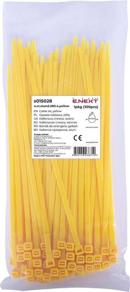 Стяжка-хомут кабельная E.NEXT e.ct.stand.280.4.yellow нейлон 280х4 мм 100 шт. Желтый (s015028)