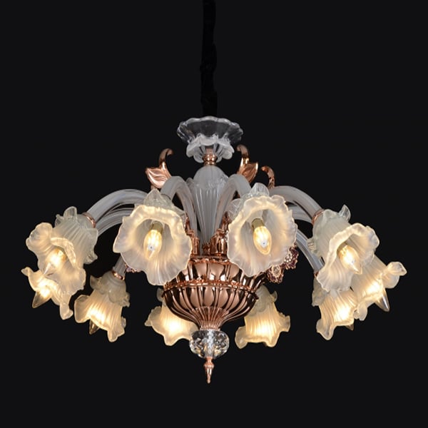 Люстра классическая Flora на 8 плафонов из стекла Медный (OU091/8)