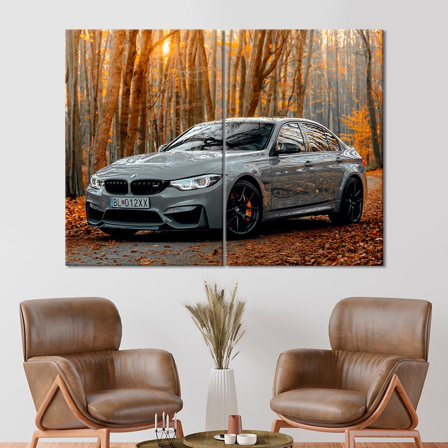 Картина Автомобиль Автомобиль BMW M3 в осеннем лесу 71x51 см (A1196-2)
