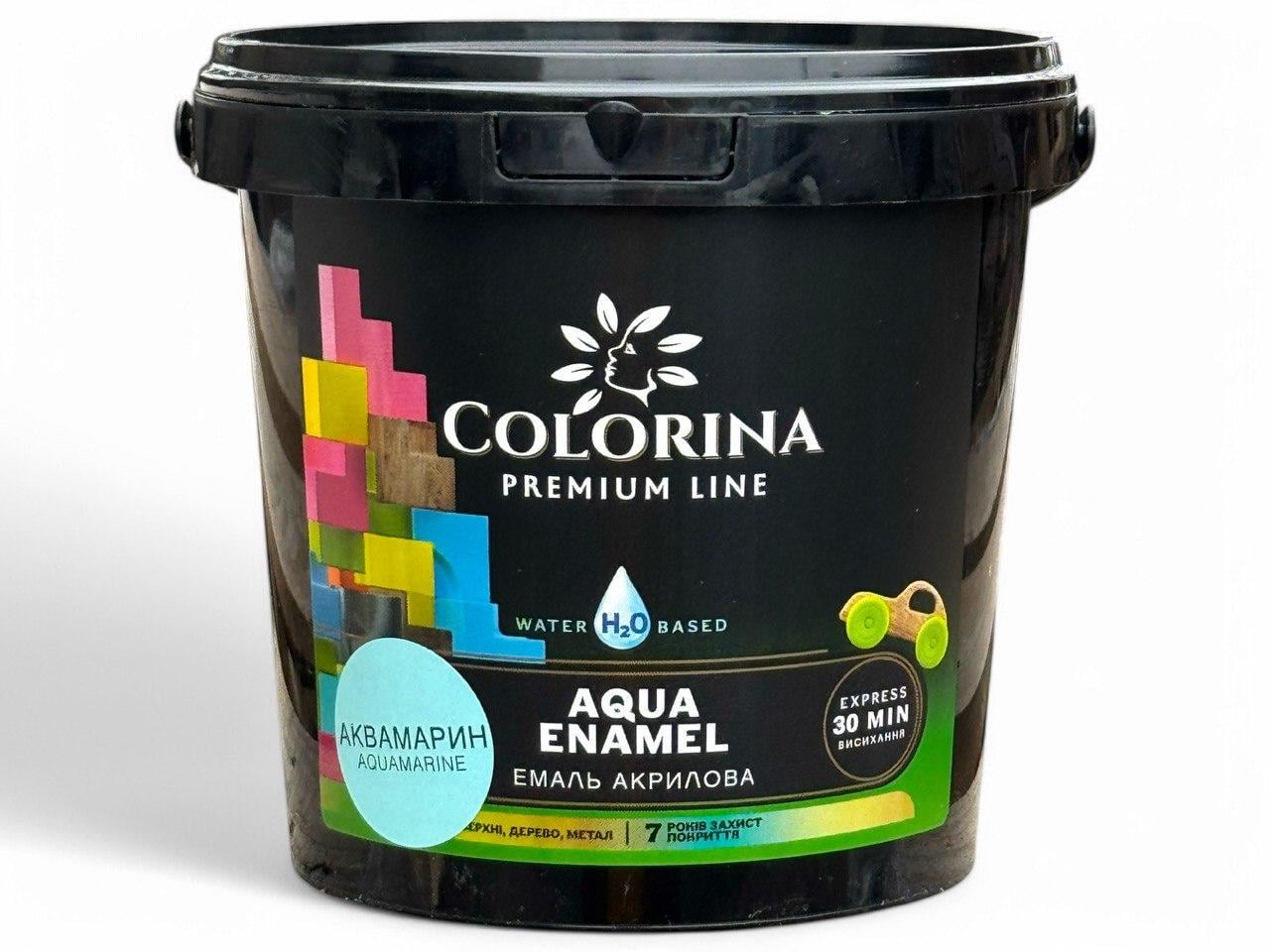 Краска акриловая Colorina Aqua ENAMEL без запаха 0,9 л Аквамарин (31641713)