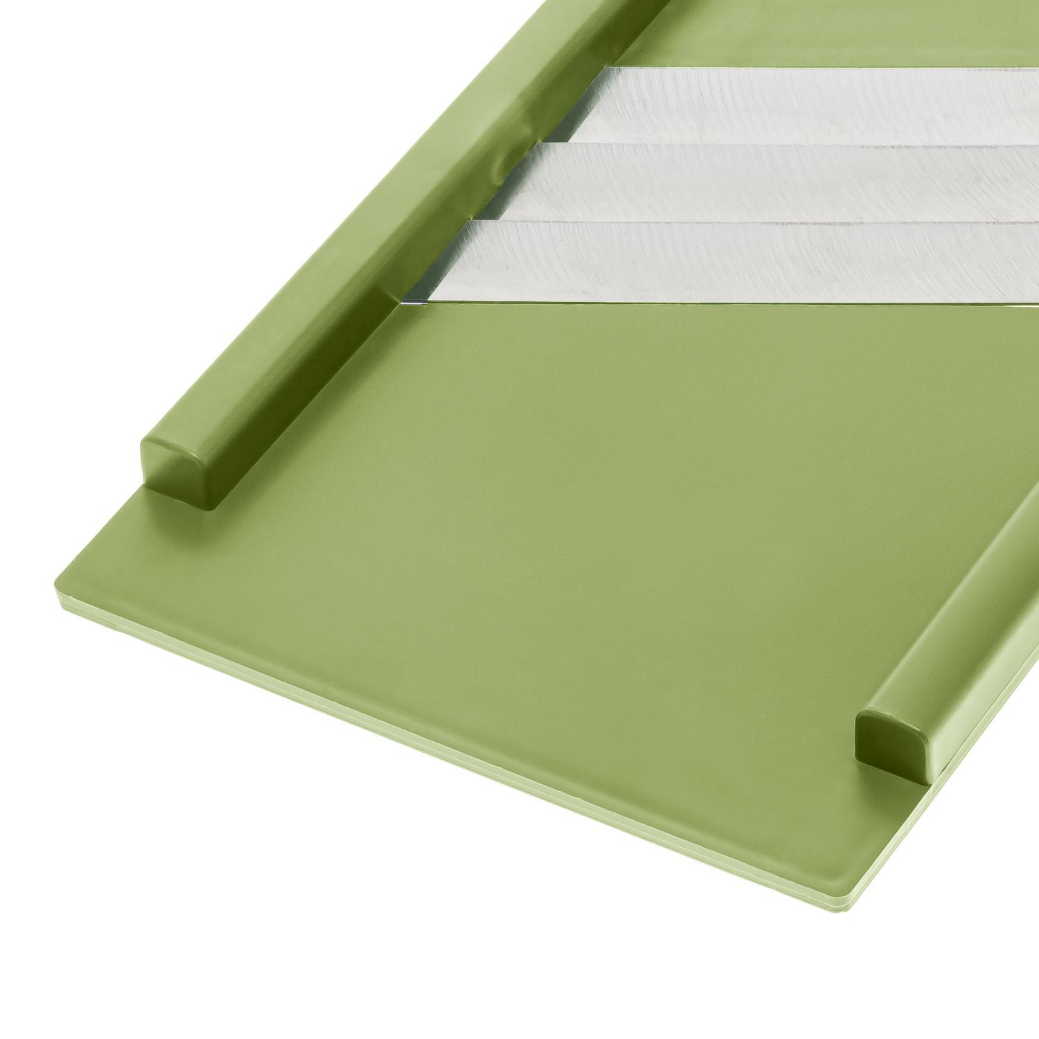 Шинковка для капусты и нарезки овощей/фруктов ручная пластиковая 3 лезвия 16,5х39 см Оливковый (86942) - фото 4