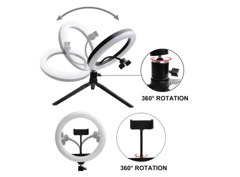 Лампа кільцева світлодіодна RGB YQ з тримачем для телефона та кріпленням під штатив 26 см - фото 2