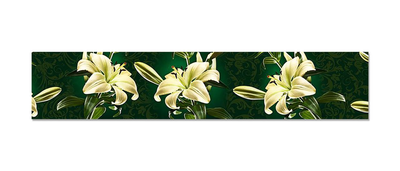 Кухонний фартух Бежеві лілії із самоклеючої вінілової плівки 60х300 см Зелений Кухонний фартух Бежеві лілії із самоклеючої вінілової плівки 60х300 см Зелений