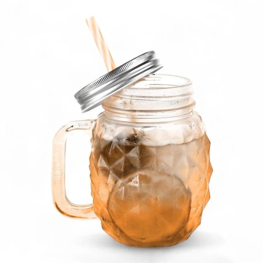 Чашка-банка скляна Ананас з кришкою і трубочкою 500 мл Помаранчевий (OS-K9480P) - фото 1 Чашка-банка скляна Ананас з кришкою і трубочкою 500 мл Помаранчевий (OS-K9480P) - фото 1