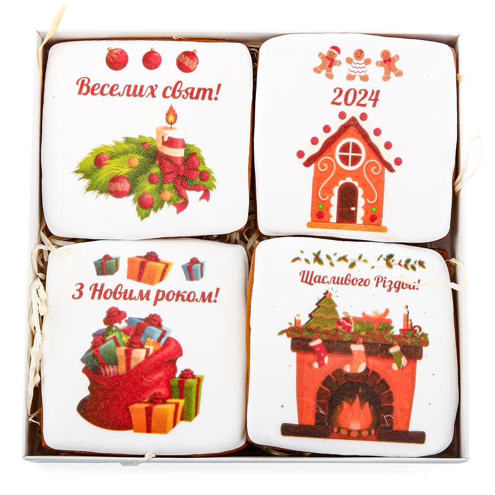 Набор рождественских пряников Крафт Печиво Праздничный 4 шт.