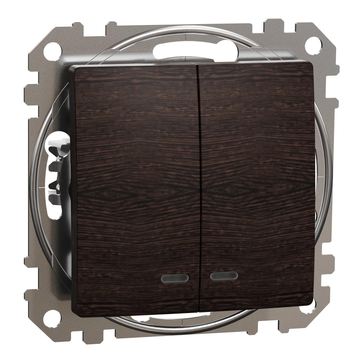 Выключатель двухклавишный Schneider Electric Sedna Design&Elements с подсветкой Венге (SDD181105L)