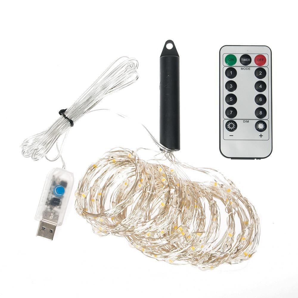 Гірлянда Роса Кінський хвіст з пультом 10 ниток по 3 м 300 LED USB 8 режимів Теплий білий