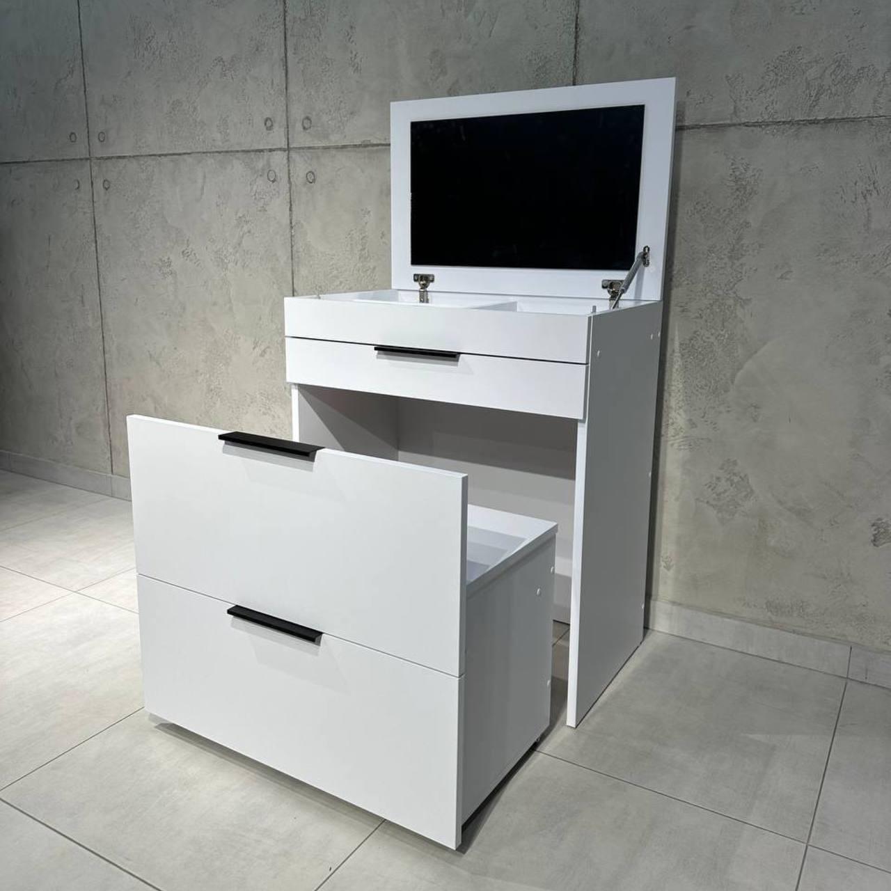 Тумбочка для косметики трансформер SMART Beauty з дзеркалом Біла аляска (УТП017341) Тумбочка для косметики трансформер SMART Beauty з дзеркалом Біла аляска (УТП017341)