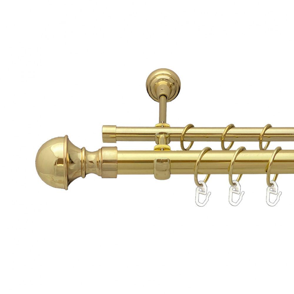 Карниз металевий Orvit Бостон дворядний відкритий/гладка труба/кільце металеве Золото 25/19 мм 200 см (00-00012791)