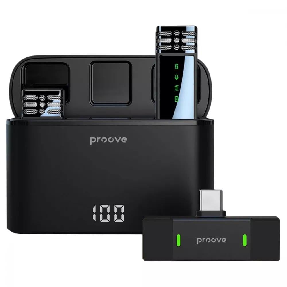 Микрофон петличный Proove Record Type-C с зарядным кейсом 600 mAh Black (27457029)