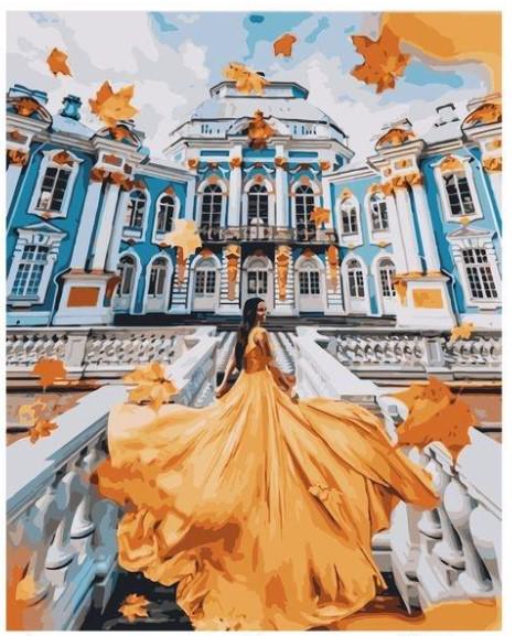 Картина по номерам Strateg Желтое платье 40х50 см в термопакете (VA-1620-mt)