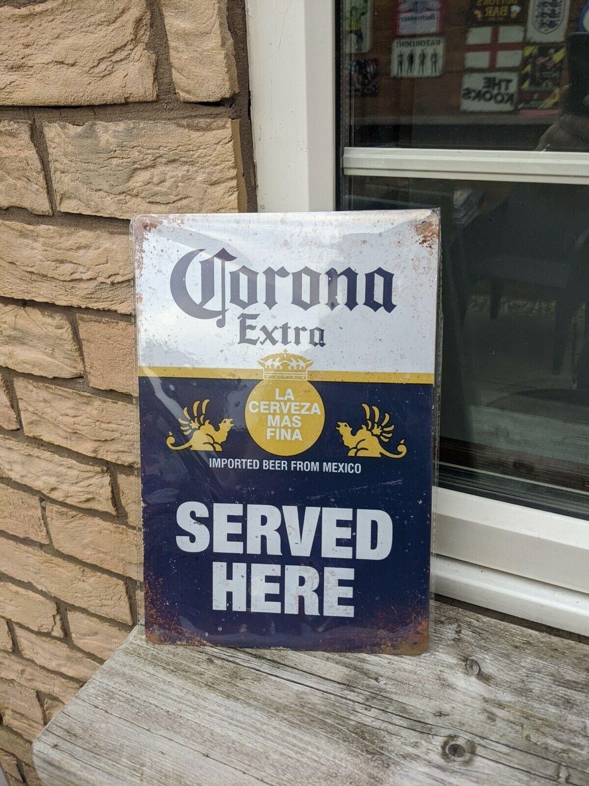 Вывеска для декора Corona Extra Served Here металлическая 20х30 см (12403251) - фото 2