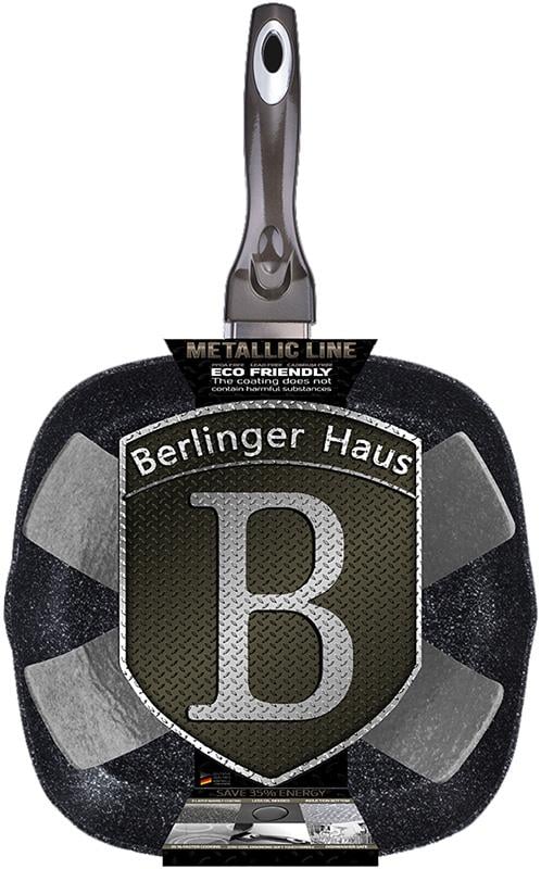 Сковорода-гриль Berlinger Haus Carbon 28х28 см мармурове антипригарне покриття (BH-1249N)