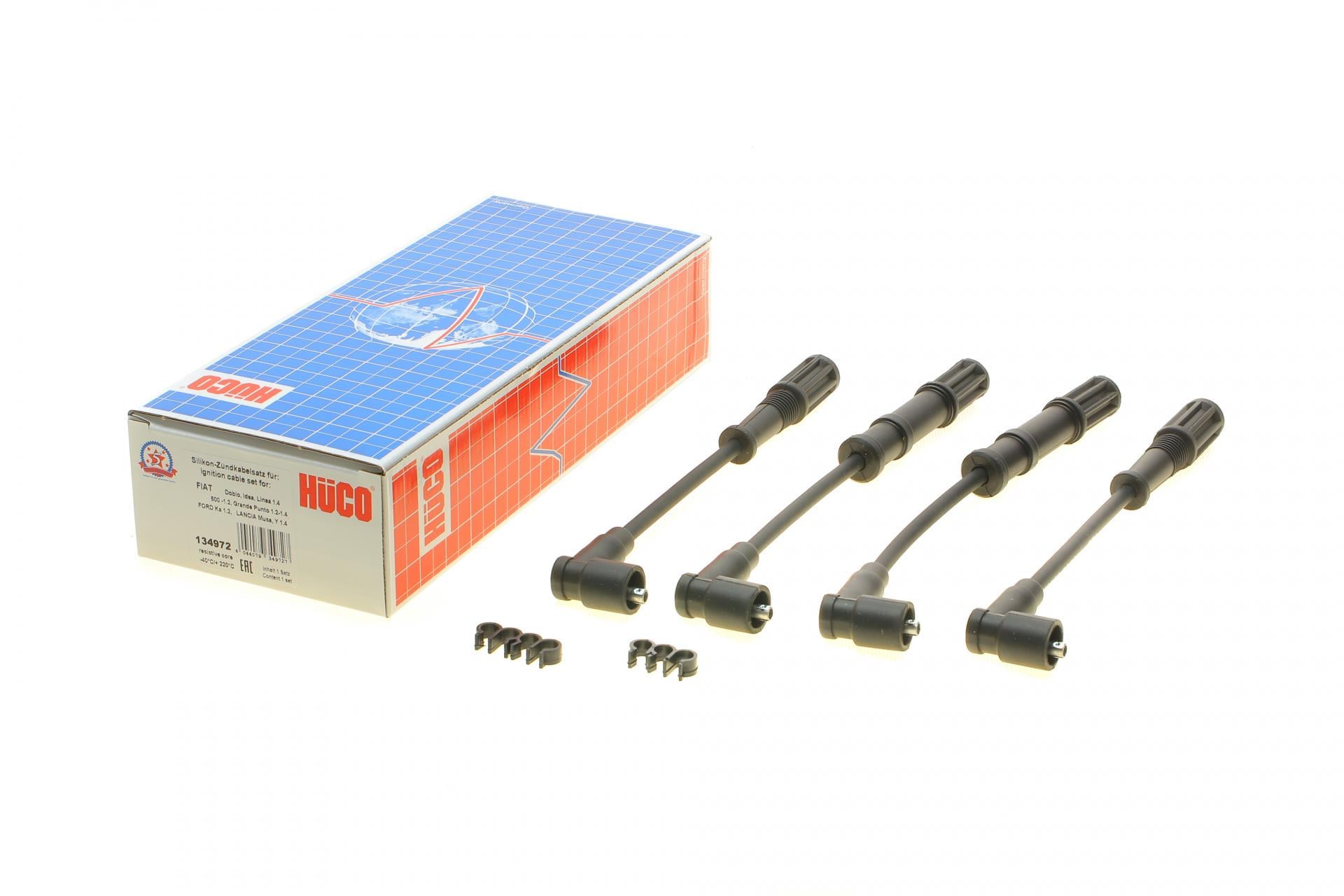 Проводи запалювання Fiat Doblo/Fiorino/Panda/Punto 1.2-1.4LPG 05 високовольтні HÜCO (134972 HITACHI)