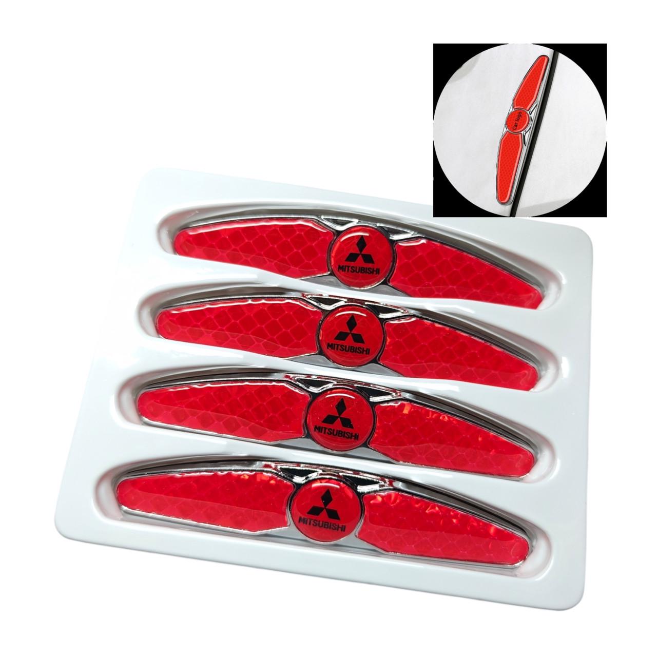 Накладки-катафоты на двери автомобиля с логотипом Mitsubishi от царапин и вмятин Красный карбон (2402376402) - фото 6 Накладки-катафоты на двери автомобиля с логотипом Mitsubishi от царапин и вмятин Красный карбон (2402376402) - фото 6