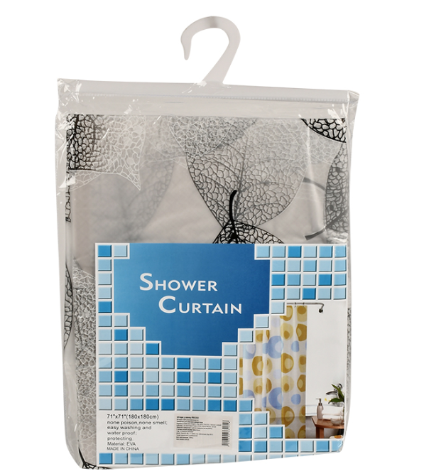 Шторка в ванну Stenson R92252 на кольцах 180x180 см Серый с листьями (25815926)