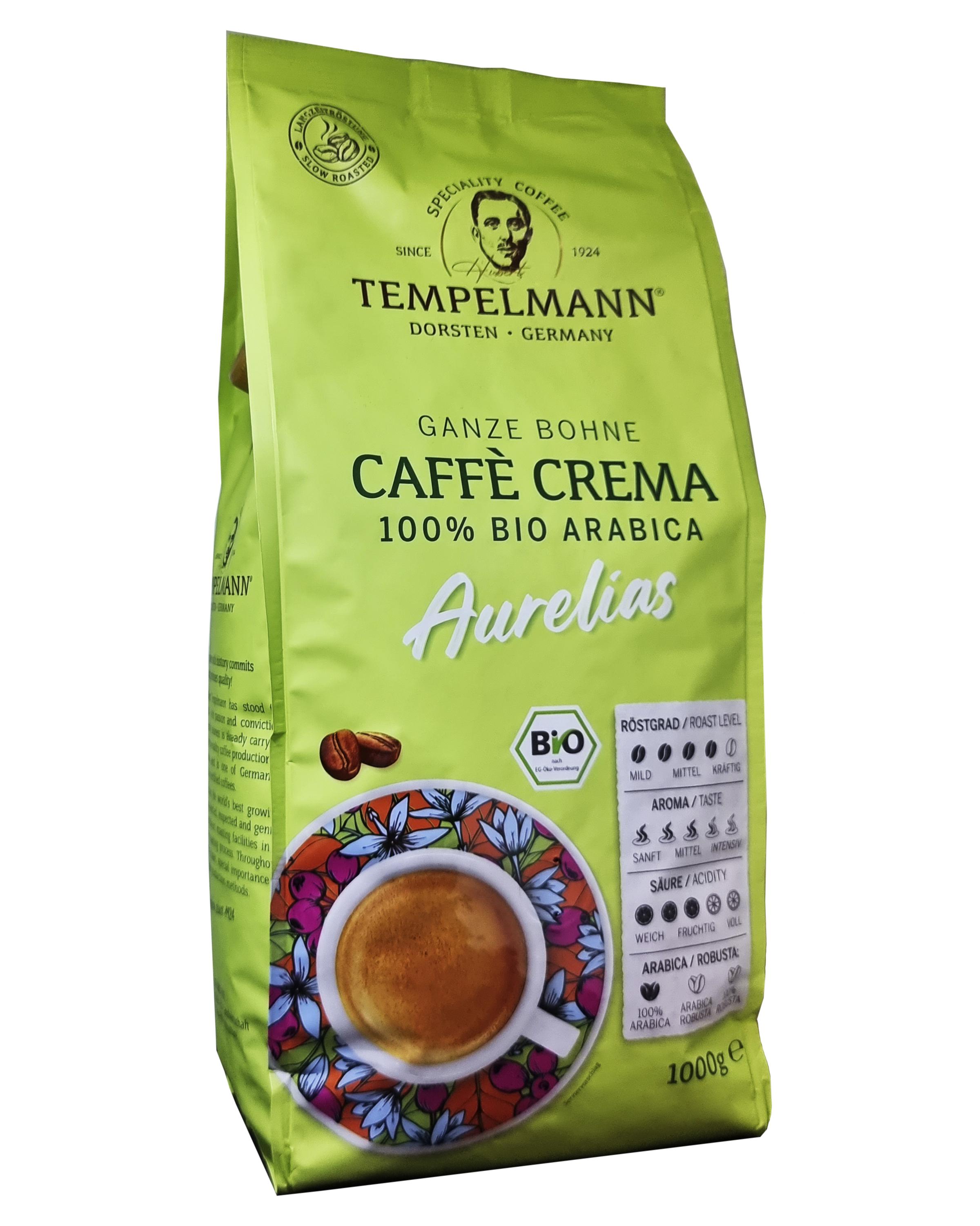 Кофе Tempelmann Aurelias 100% био арабика зерно 1 кг (56838) Кофе Tempelmann Aurelias 100% био арабика зерно 1 кг (56838)