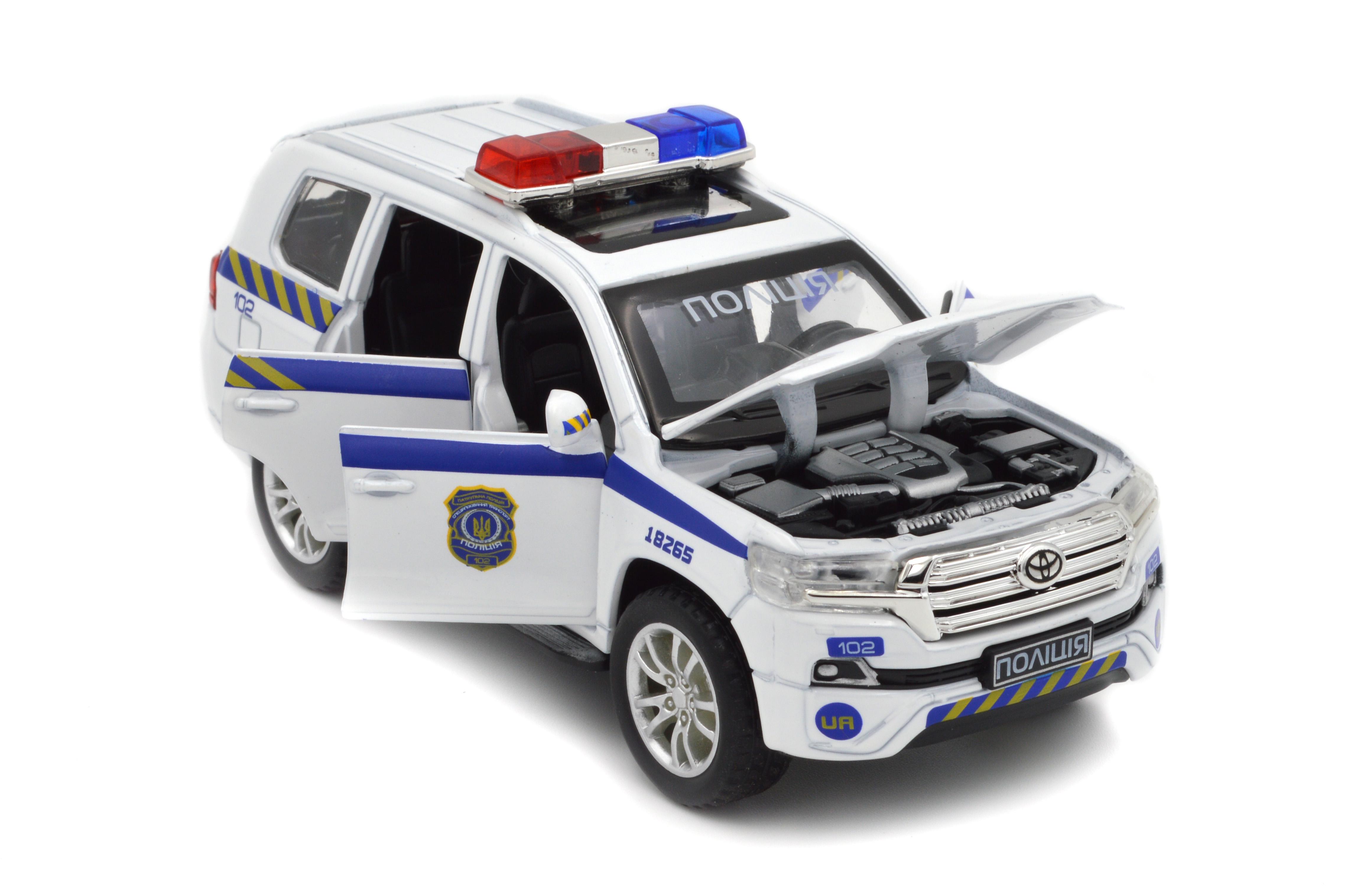 Модель металлическая Toyota Land Cruiser Полиция инерция/звук/свет фар 1:32 (41153) - фото 7 Модель металлическая Toyota Land Cruiser Полиция инерция/звук/свет фар 1:32 (41153) - фото 7