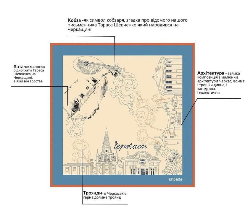 Платок Черкассы 85x85 см (11452744)