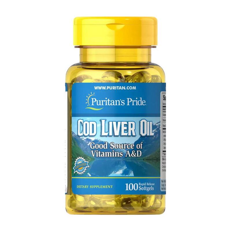Масло из печени трески Puritan's Pride Cod Liver Oil Vitamins A & D 100 капс. (19214-01)