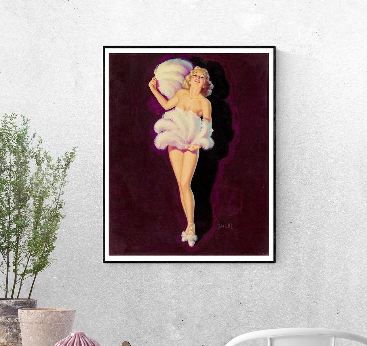 Постер Девушка с веером из перьев формат А-0 (pin_up0004003_Poster)