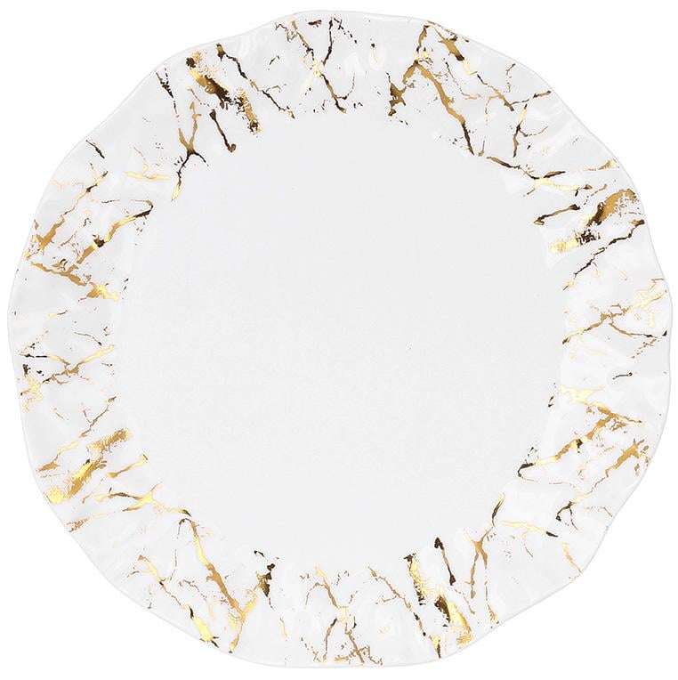 Тарелки обеденные фарфоровые Мраморная роскошь 2 шт. 22 см Белый с золотом