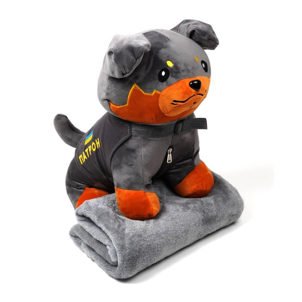 Плед-подушка іграшка Пес-патрон 3в1 48 см Чорний (801957) - фото 1