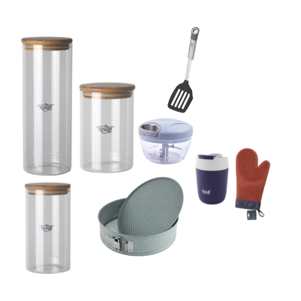 Набор посуды большой Krauff Кухонный комфорт с набором банок для сыпучих 8 пр. (55-333-413)